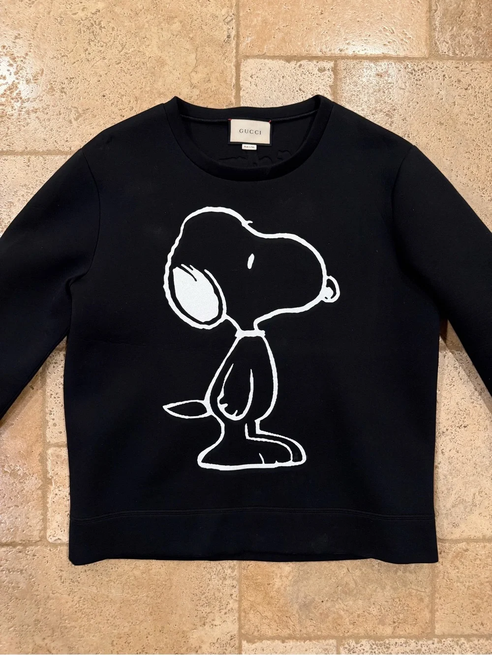 Gucci 2016 Snoopy Peanut / Tiger Embroidery Black Crewneck Sweatshirt
